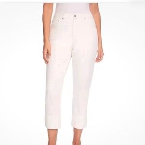 Frye High-Rise Crop Jeans Cuffed Hem Ivory Denim, Size 4/27, NWT